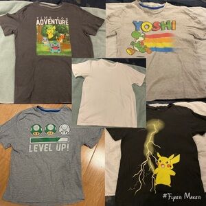 5 Boys Nintendo- Pokemon & Super Mario/Yoshi Short Sleeve Tees - size L (10/12)